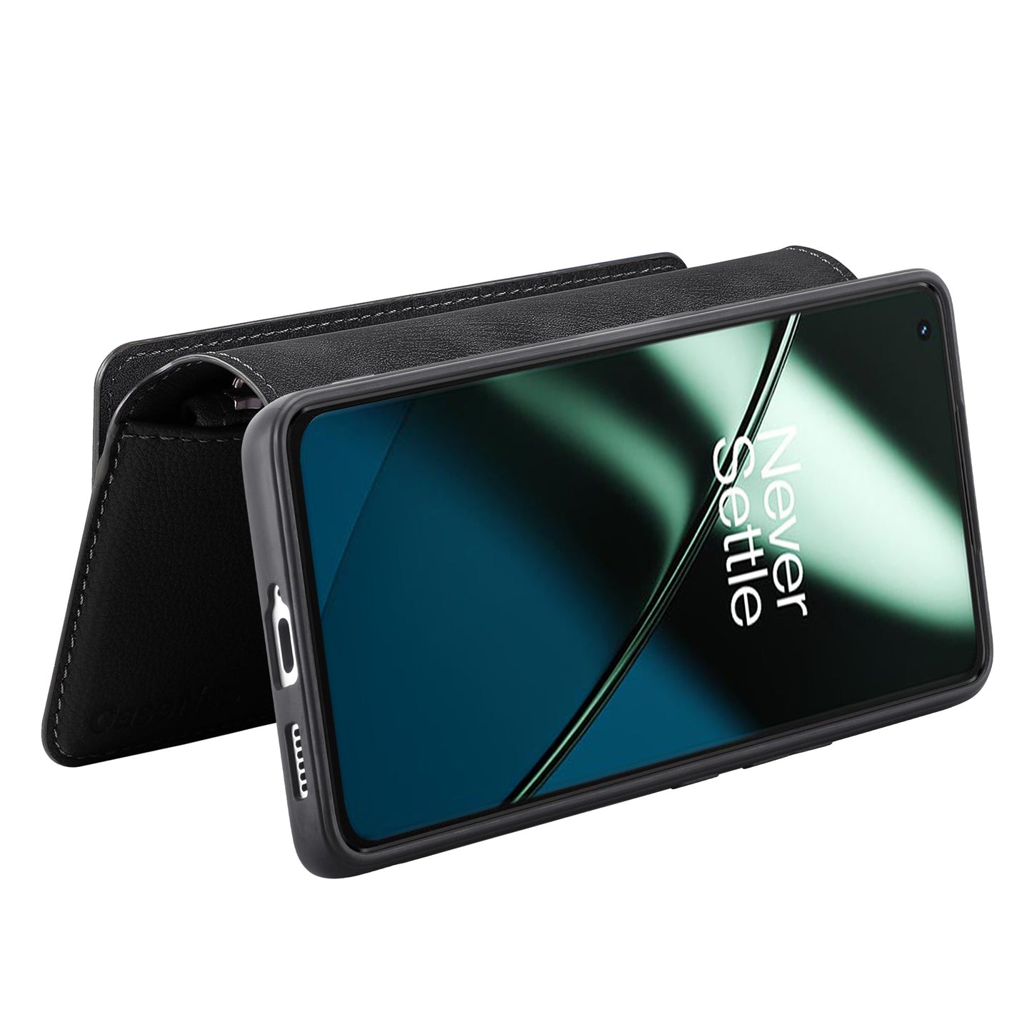 For OnePlus 11 5G CASENEO MW-02 Detachable Magnetic Leather Wallet Phone Cover - Black