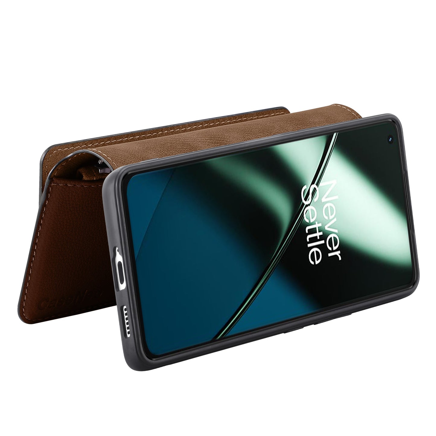 For OnePlus 11 5G CASENEO MW-02 Detachable Magnetic Leather Wallet Phone Cover - Brown