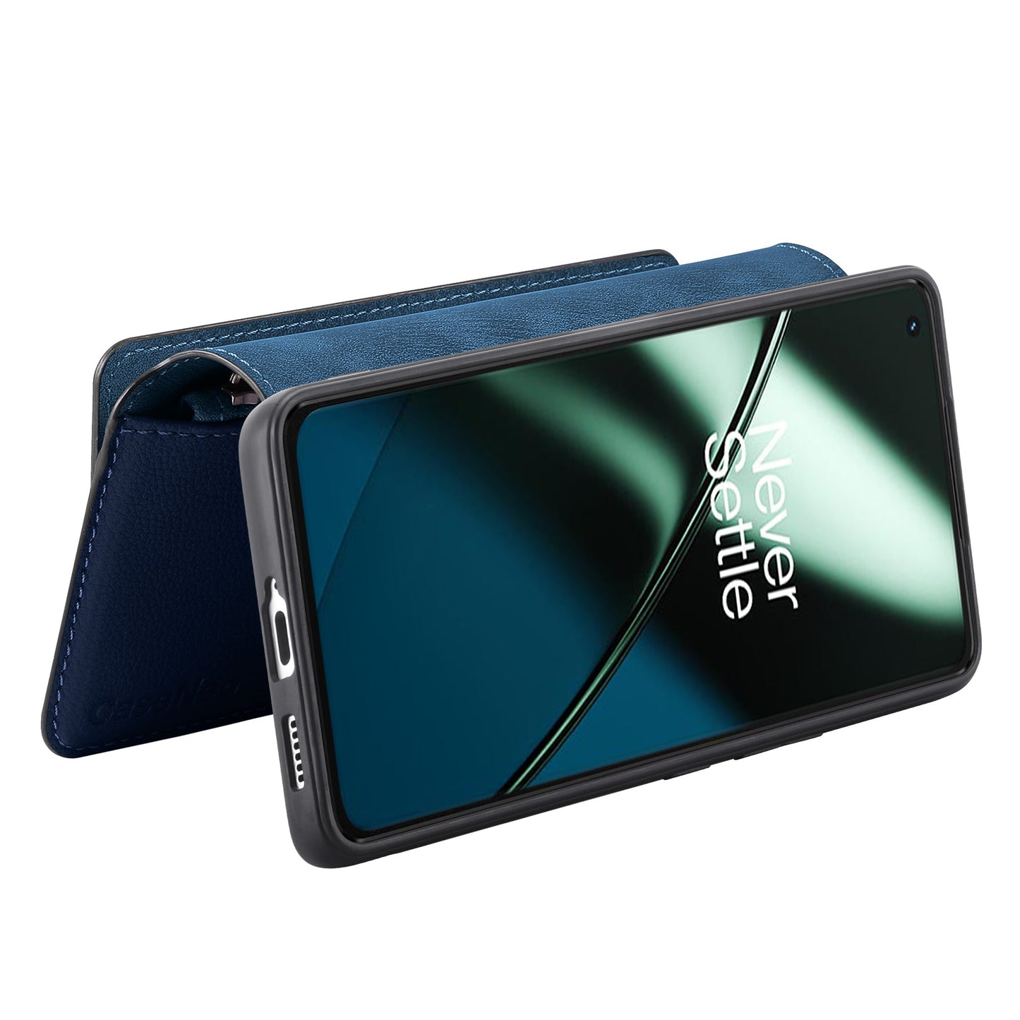 For OnePlus 11 5G CASENEO MW-02 Detachable Magnetic Leather Wallet Phone Cover - Dark Blue