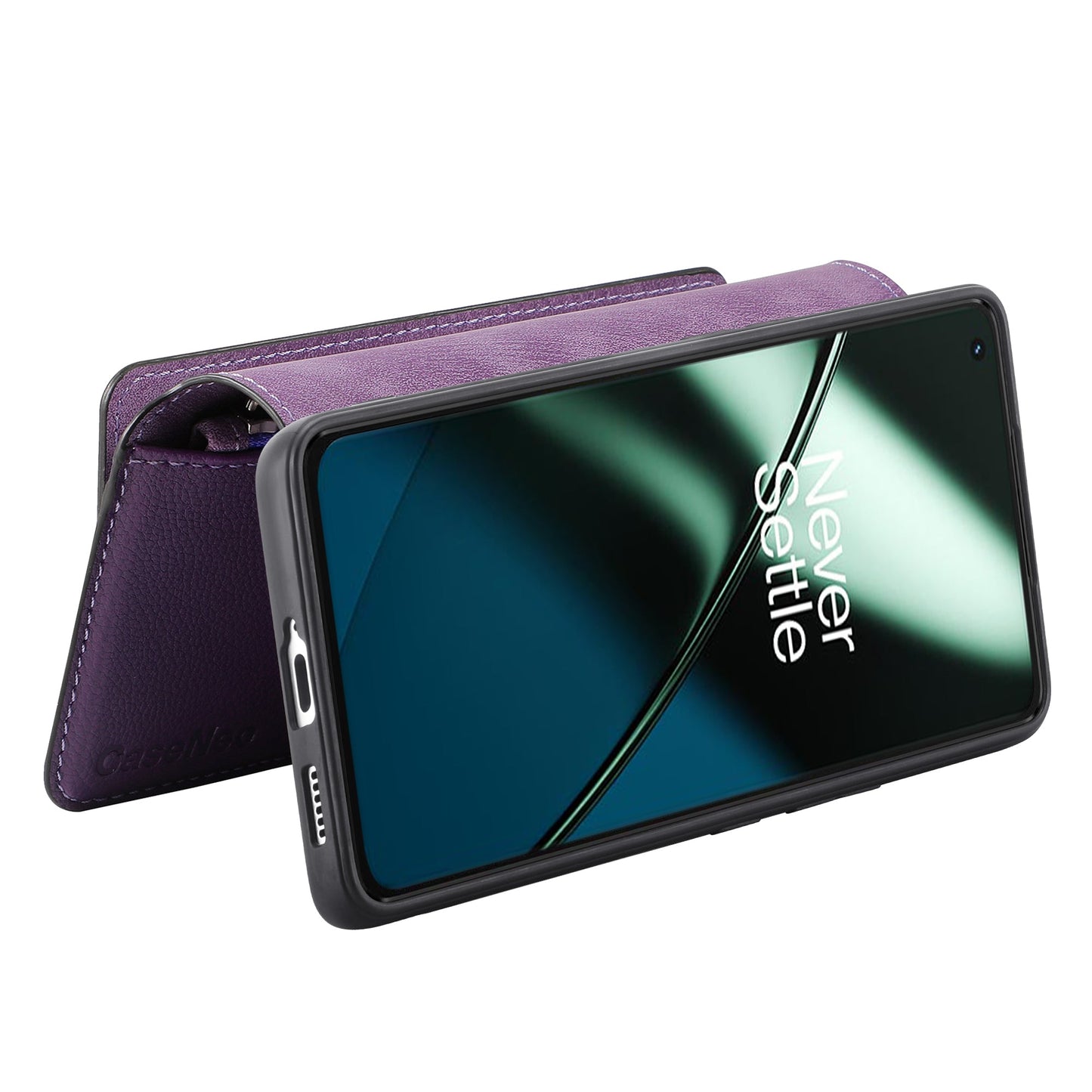 For OnePlus 11 5G CASENEO MW-02 Detachable Magnetic Leather Wallet Phone Cover - Purple