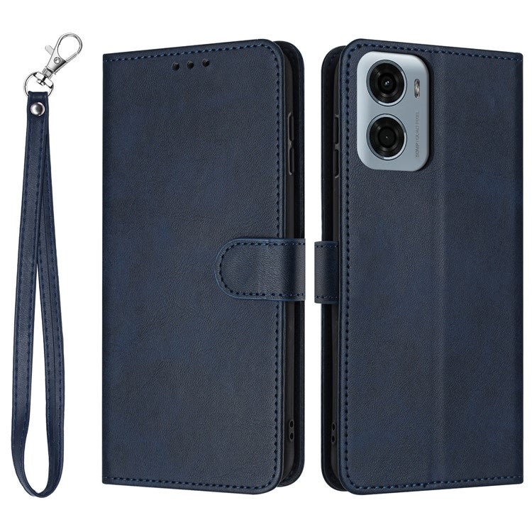 For Motorola Moto G05 4G Case Flip Stand PU Leather Wallet Phone Cover Calf Texture - Sapphire
