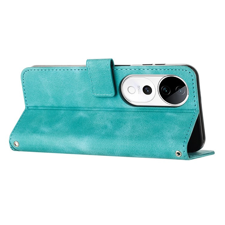 Wallet Phone Case for vivo T3 Ultra 5G / V40 5G / V40 Pro 5G / S19 Pro 5G Imprinted Triangle Leather Phone Cover - Green