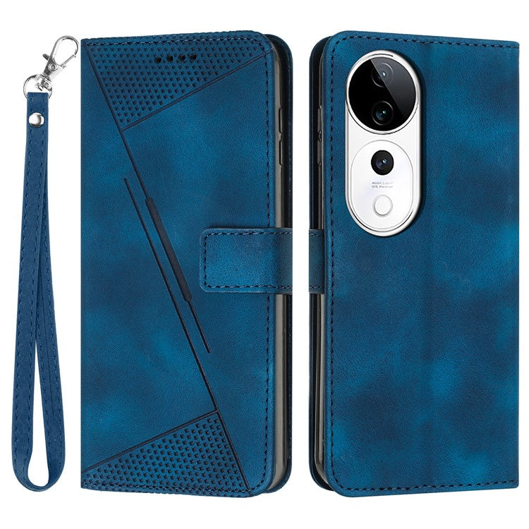 Wallet Phone Case for vivo T3 Ultra 5G / V40 5G / V40 Pro 5G / S19 Pro 5G Imprinted Triangle Leather Phone Cover - Sapphire