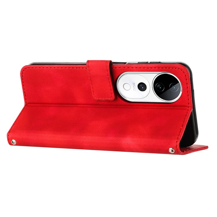 Wallet Phone Case for vivo T3 Ultra 5G / V40 5G / V40 Pro 5G / S19 Pro 5G Imprinted Triangle Leather Phone Cover - Red