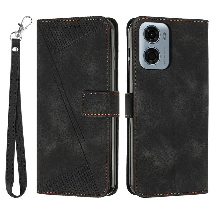 For Motorola Moto G05 4G Case Imprinted Triangle Leather Phone Cover - Black