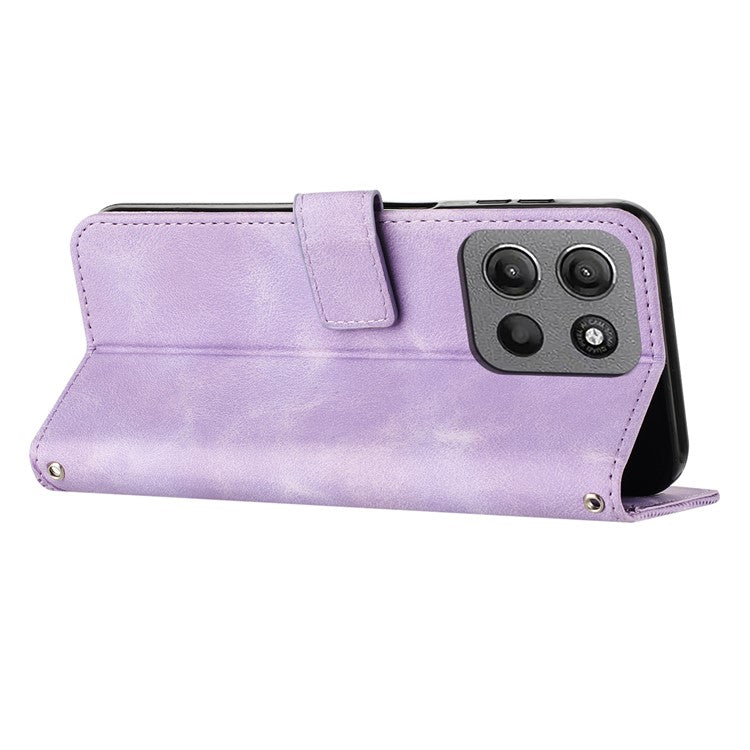 For Motorola Moto G15 4G Case Imprinted Triangle Leather Phone Cover - Purple