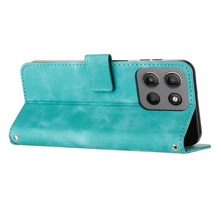 For Motorola Moto G15 4G Case Imprinted Triangle Leather Phone Cover - Green