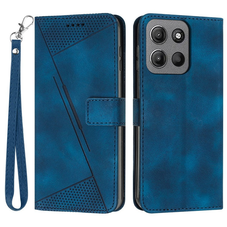 For Motorola Moto G15 4G Case Imprinted Triangle Leather Phone Cover - Sapphire
