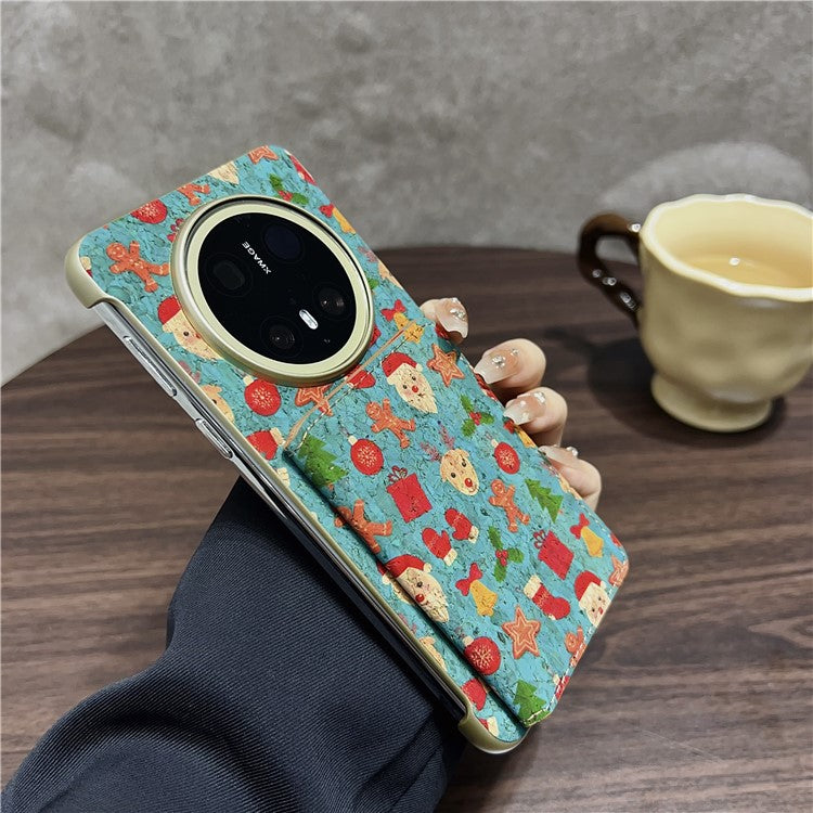 For Huawei Mate 70 Case Compatible with MagSafe Pattern Print PU + PC Phone Cover with Card Holder - Green