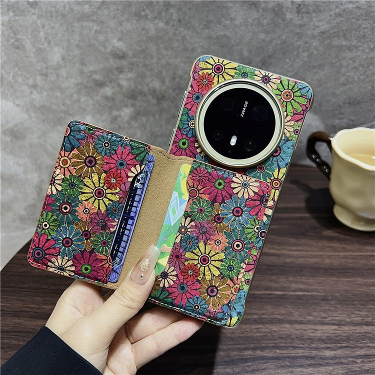 For Huawei Mate 70 Case Compatible with MagSafe Pattern Print PU + PC Phone Cover with Card Holder - Gold Butterfly