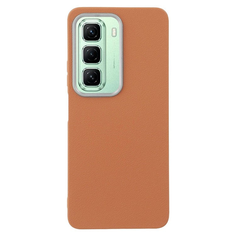 For Infinix Hot 50 4G Case Leather Textured TPU Shockproof Phone Cover - Brown