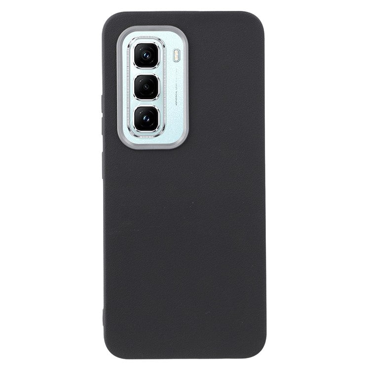 For Infinix Hot 50 Pro 4G Case Leather Textured TPU Shockproof Phone Cover - Black
