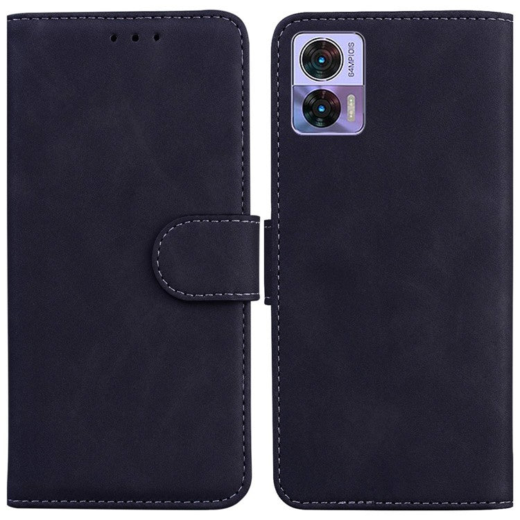 PU Leather Phone Case for Motorola Edge 30 Neo 5G / Edge 30 Lite, Magnetic Shockproof Stand Wallet Phone Cover - Black