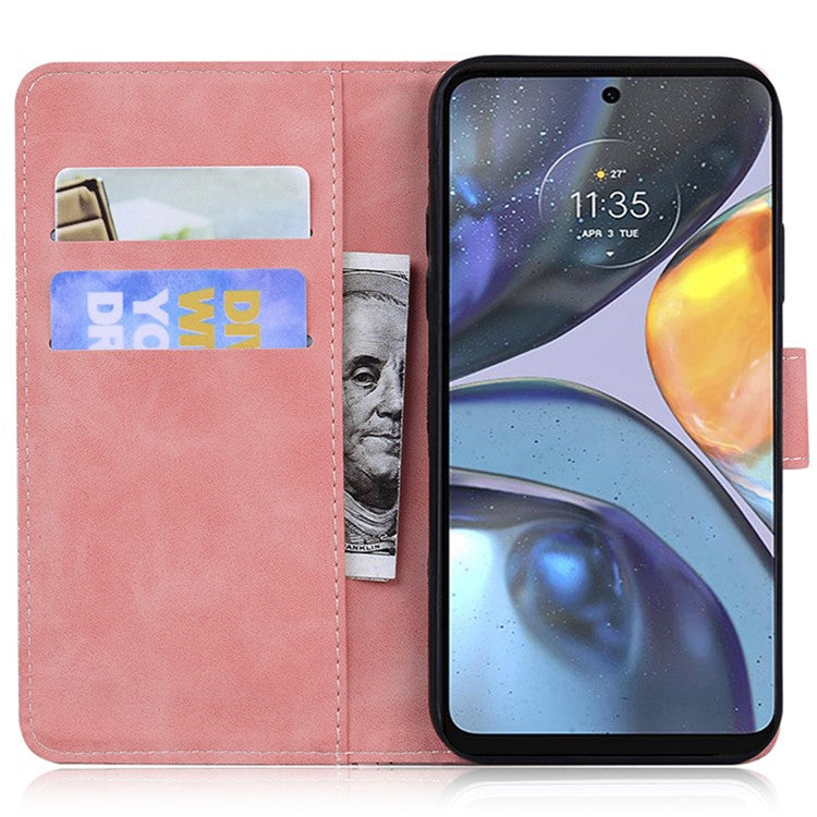 For Motorola Edge 30 Neo 5G Imprinting Tiger Pattern PU Leather Shockproof Cover Magnetic Clasp Phone Stand Wallet Case - Pink