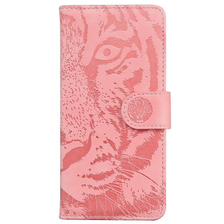 For Motorola Edge 30 Neo 5G Imprinting Tiger Pattern PU Leather Shockproof Cover Magnetic Clasp Phone Stand Wallet Case - Pink