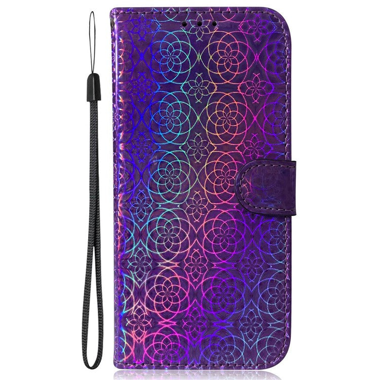 For Motorola Edge 30 Neo 5G Dazzling Flower Pattern PU Leather Protective Case Foldable Stand Phone Wallet Cover - Purple