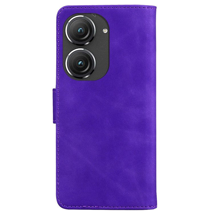 For Asus Zenfone 9 5G Magnetic Shockproof Wallet Phone Case PU Leather Anti-scratch Stand Phone Cover - Purple