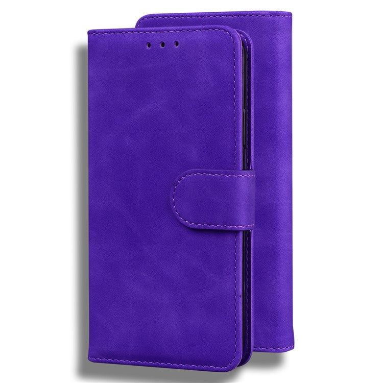 For Asus Zenfone 9 5G Magnetic Shockproof Wallet Phone Case PU Leather Anti-scratch Stand Phone Cover - Purple