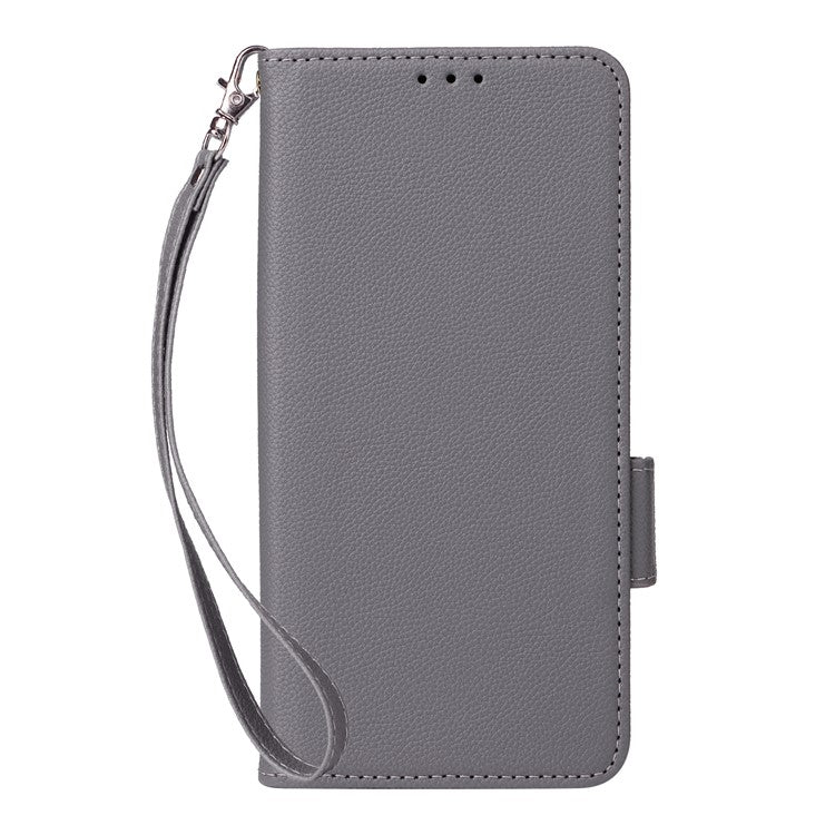 For Oppo Reno13 5G (Global) Case with Wrist Strap Litchi Texture PU Leather Wallet Phone Cover - Grey