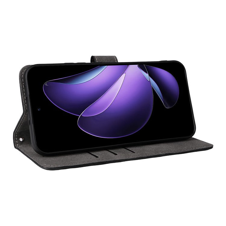 For Oppo Reno13 5G (Global) Wallet Case RFID Blocking PU Leather Cover Stand View - Black