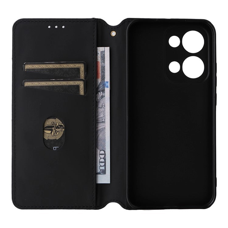 For Oppo Reno13 5G (Global) Wallet Case Rhombus Imprinted Leather Phone Cover - Purple