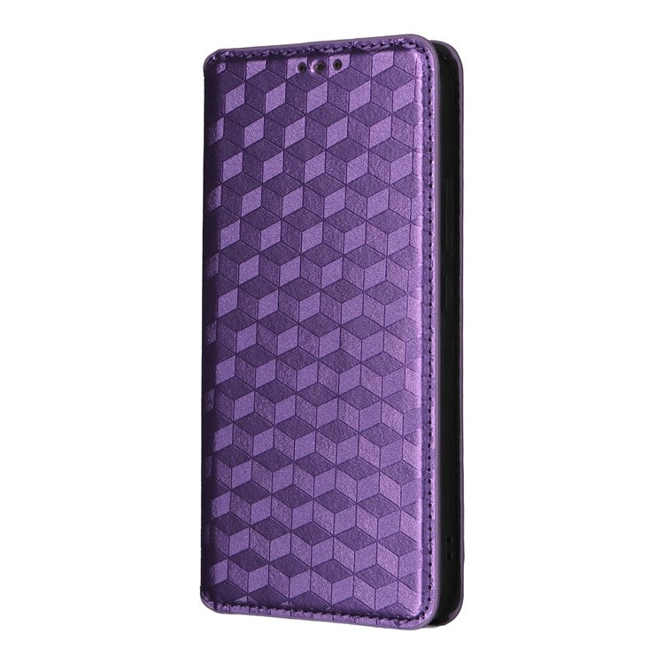 For Oppo Reno13 5G (Global) Wallet Case Rhombus Imprinted Leather Phone Cover - Purple