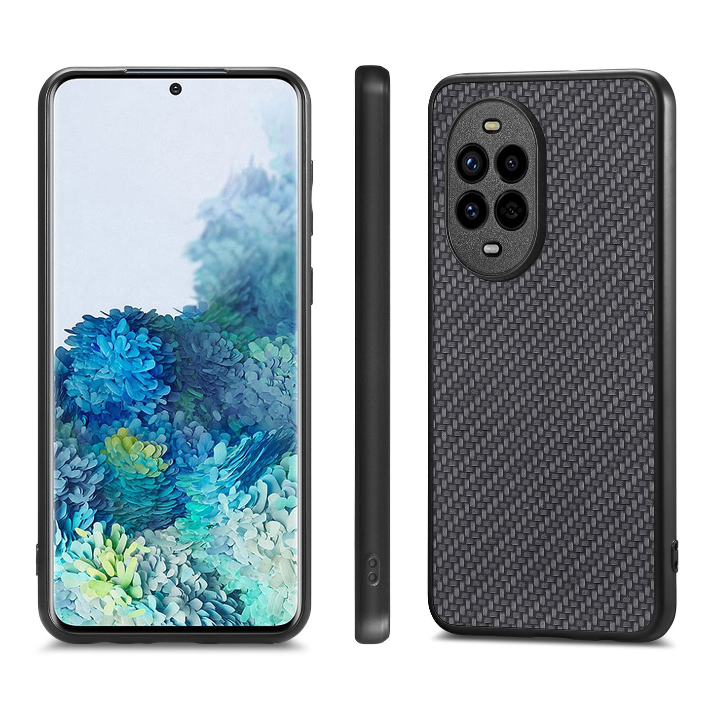 For Huawei nova 13 Pro 5G Case Carbon Fiber Texture PU+PC+TPU Phone Back Cover - Black