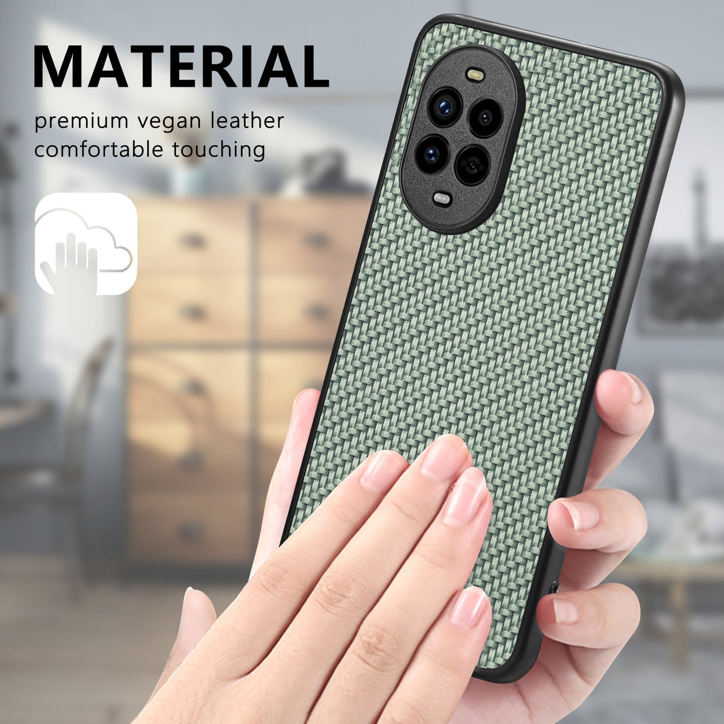 For Huawei nova 13 Pro 5G Case Carbon Fiber Texture PU+PC+TPU Phone Back Cover - Green