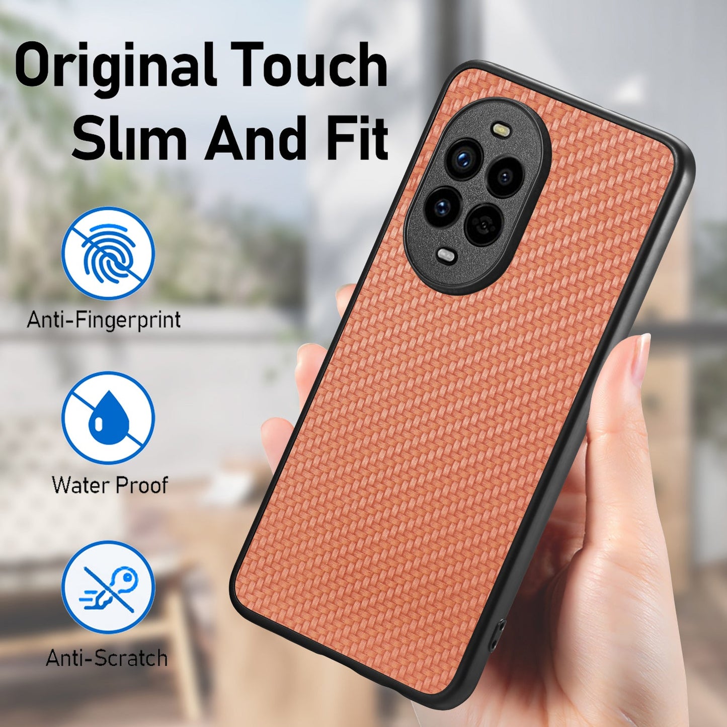 For Huawei nova 13 Pro 5G Case Carbon Fiber Texture PU+PC+TPU Phone Back Cover - Brown