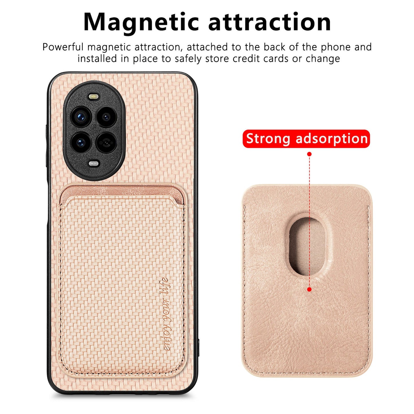 For Huawei nova 13 Pro 5G Case Magnetic Detachable Card Holder Phone Back Cover - Khaki