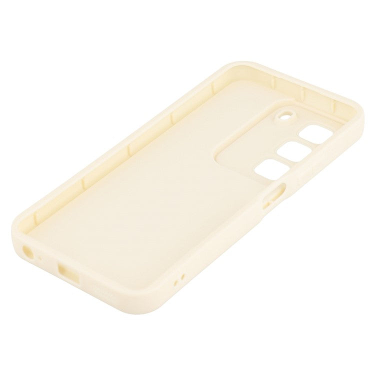 For Infinix Hot 50 4G Case Grooved Design TPU Anti Slip Phone Cover - Beige