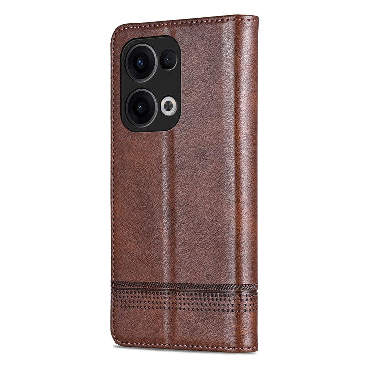 AZNS For Oppo Reno13 5G (Global) Case Cowhide Texture PU Leather Wallet Phone Cover - Coffee