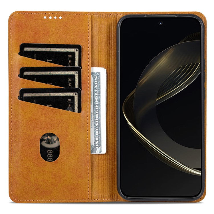 AZNS For Oppo Reno13 5G (Global) Case Cowhide Texture PU Leather Wallet Phone Cover - Brown