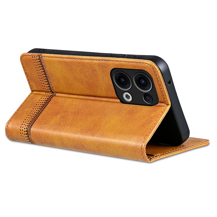 AZNS For Oppo Reno13 5G (Global) Case Cowhide Texture PU Leather Wallet Phone Cover - Brown