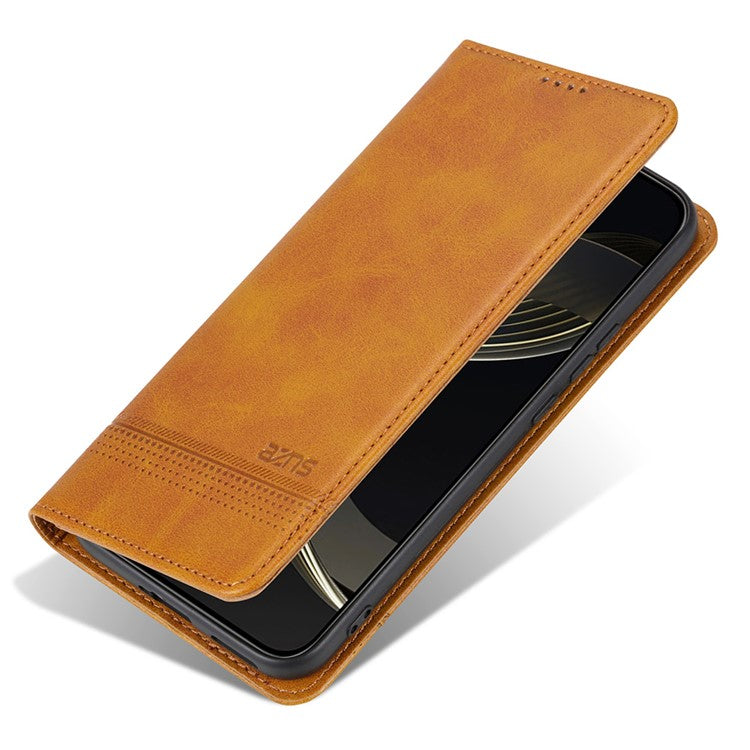 AZNS For Oppo Reno13 5G (Global) Case Cowhide Texture PU Leather Wallet Phone Cover - Brown