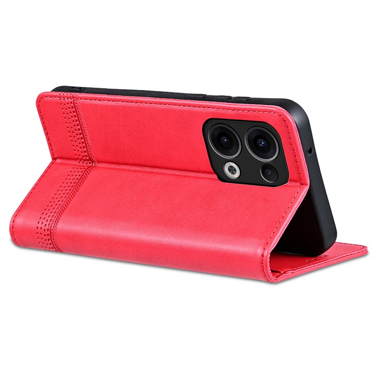 AZNS For Oppo Reno13 5G (Global) Case Cowhide Texture PU Leather Wallet Phone Cover - Red