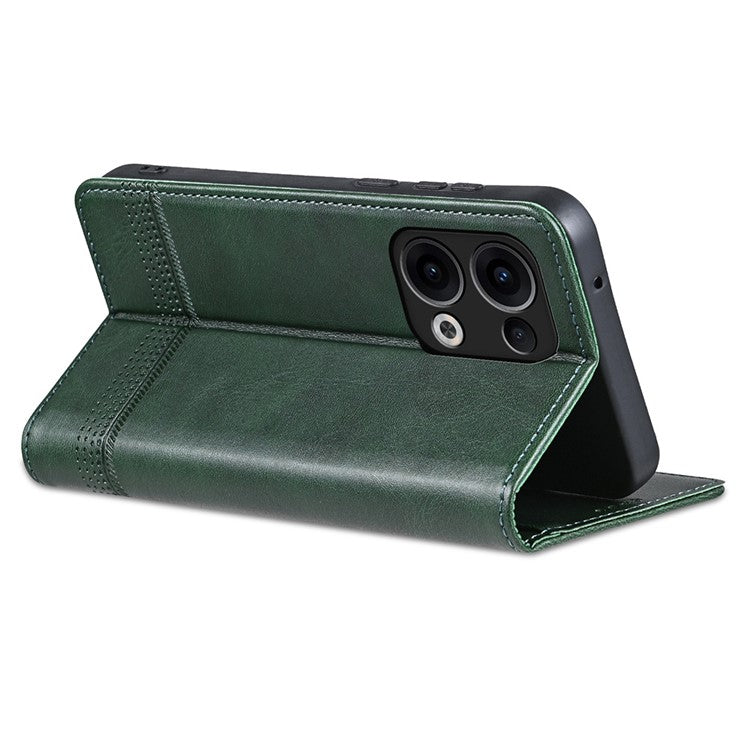 AZNS For Oppo Reno13 5G (Global) Case Cowhide Texture PU Leather Wallet Phone Cover - Green