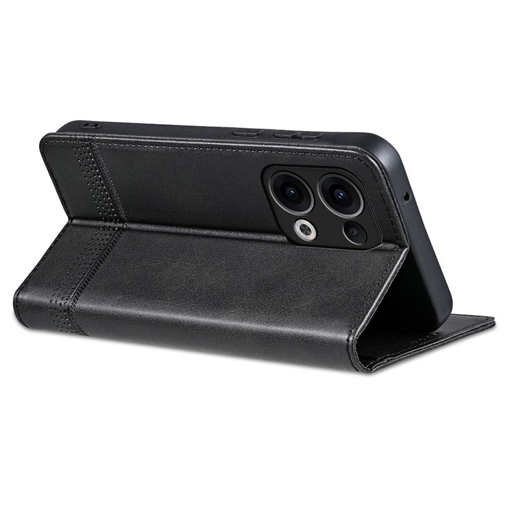 AZNS For Oppo Reno13 5G (Global) Case Cowhide Texture PU Leather Wallet Phone Cover - Black