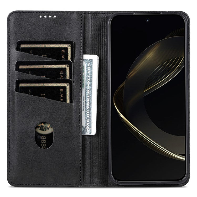 AZNS For Oppo Reno13 Pro 5G Case Cowhide Texture PU Leather Wallet Phone Cover - Black