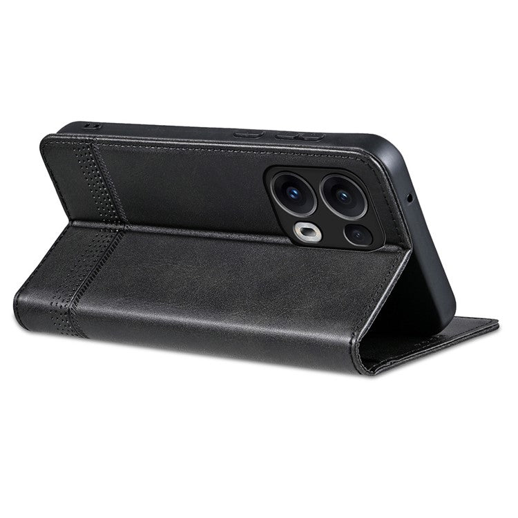 AZNS For Oppo Reno13 Pro 5G Case Cowhide Texture PU Leather Wallet Phone Cover - Black