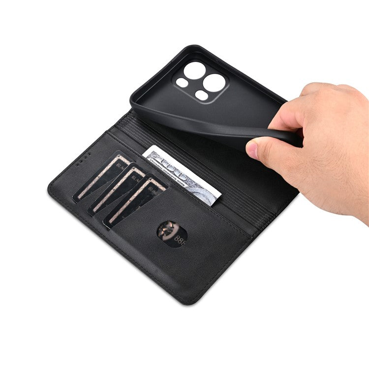 AZNS For Oppo Reno13 Pro 5G Case Cowhide Texture PU Leather Wallet Phone Cover - Black