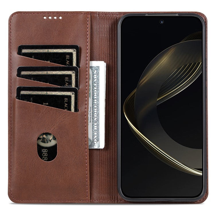 AZNS For Oppo Reno13 Pro 5G Case Cowhide Texture PU Leather Wallet Phone Cover - Coffee
