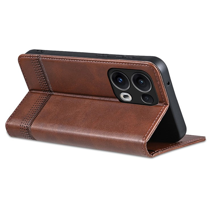 AZNS For Oppo Reno13 Pro 5G Case Cowhide Texture PU Leather Wallet Phone Cover - Coffee