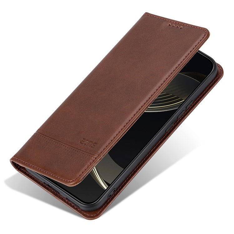 AZNS For Oppo Reno13 Pro 5G Case Cowhide Texture PU Leather Wallet Phone Cover - Coffee