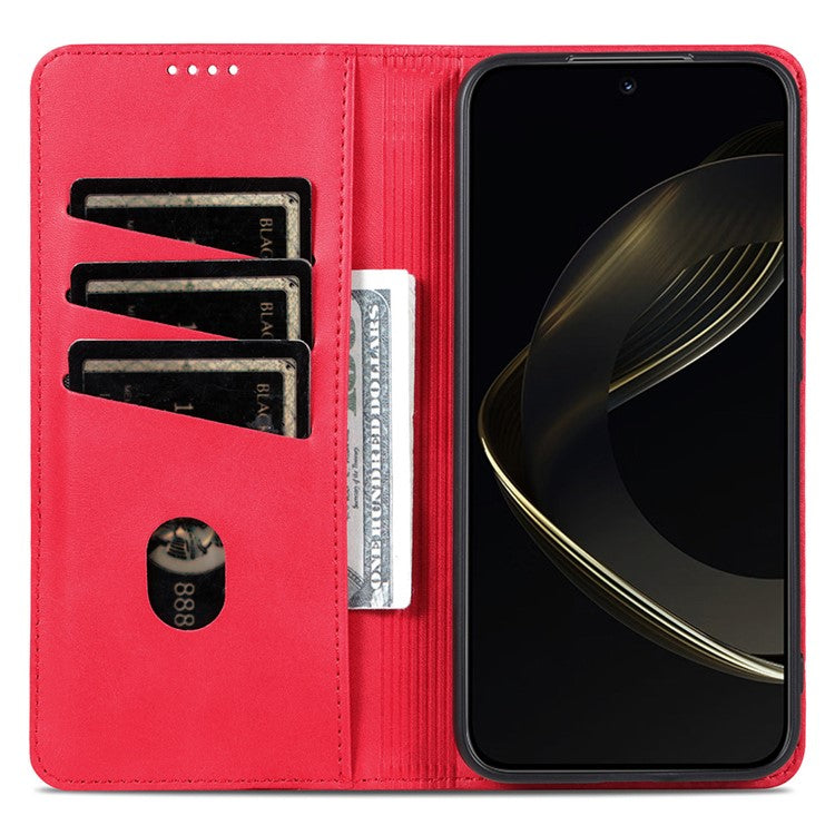 AZNS For Oppo Reno13 Pro 5G Case Cowhide Texture PU Leather Wallet Phone Cover - Red
