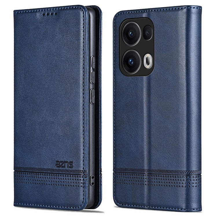 AZNS For Oppo Reno13 Pro 5G Case Cowhide Texture PU Leather Wallet Phone Cover - Blue