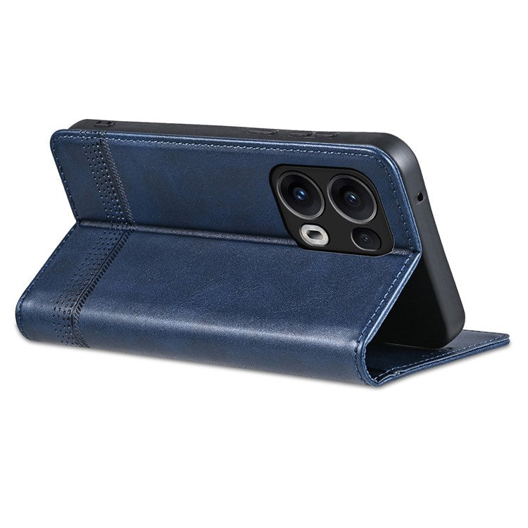 AZNS For Oppo Reno13 Pro 5G Case Cowhide Texture PU Leather Wallet Phone Cover - Blue