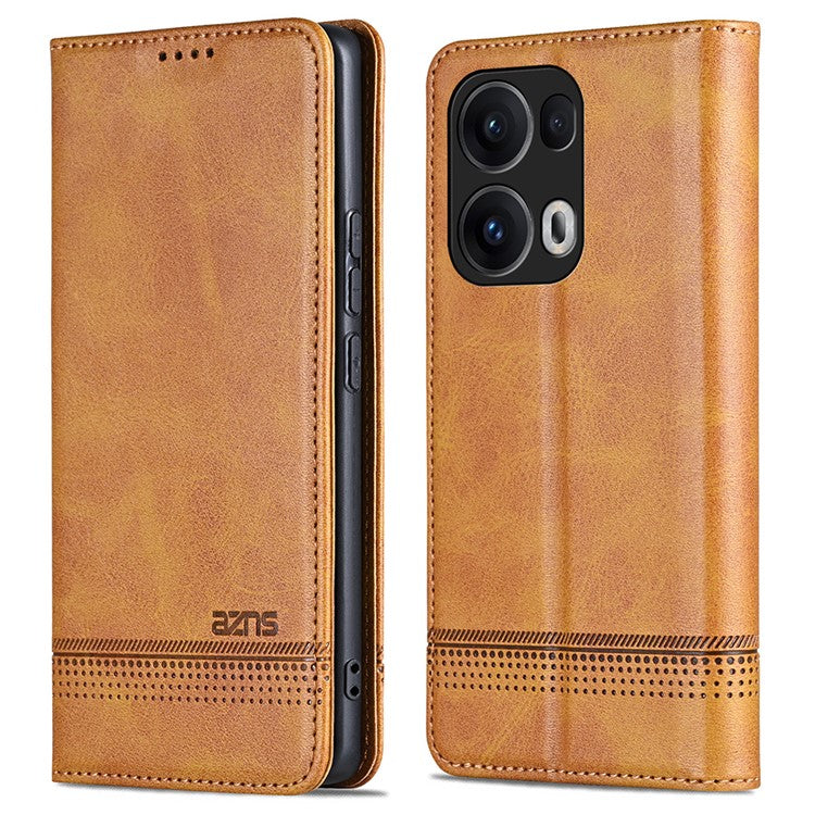AZNS For Oppo Reno13 Pro 5G Case Cowhide Texture PU Leather Wallet Phone Cover - Brown