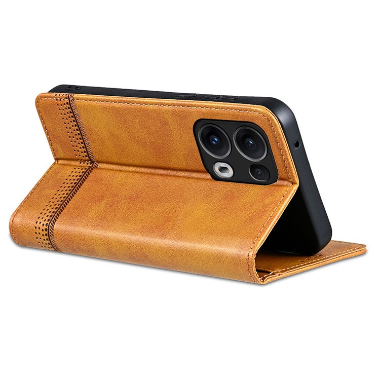 AZNS For Oppo Reno13 Pro 5G Case Cowhide Texture PU Leather Wallet Phone Cover - Brown