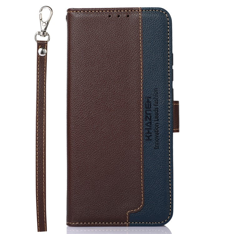 KHAZNEH For Xiaomi Redmi Note 14 5G Case RFID Blocking Wallet PU Leather Phone Cover - Brown